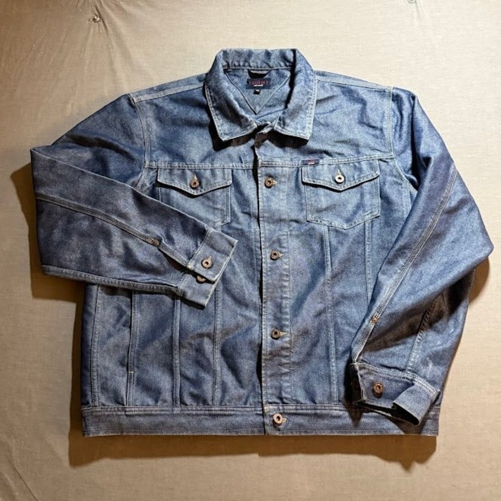 Tommy Jeans Denim‎ Jacket Blue Trucker Mens Size XXL Button Long Sleeve.